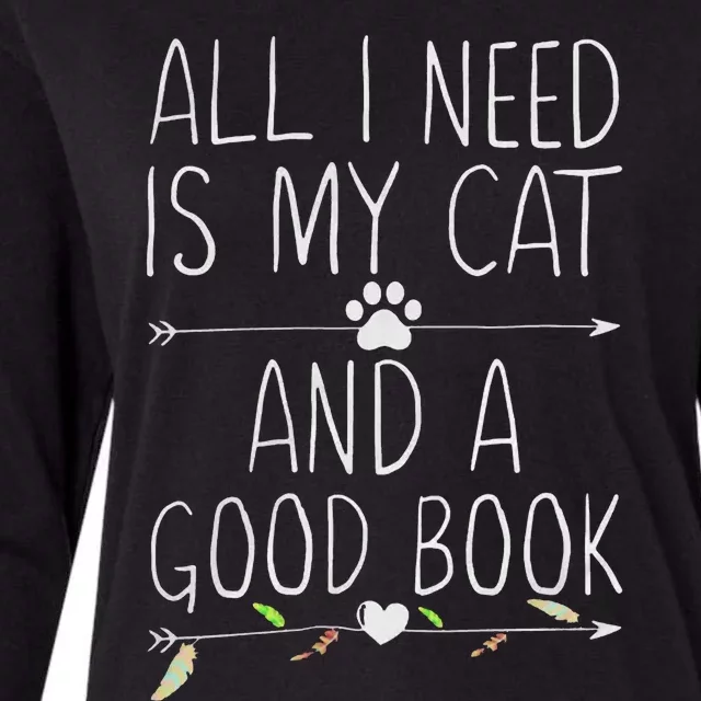 All I Need Is My Cat And A Good Book Womens Cotton Relaxed Long Sleeve T-Shirt