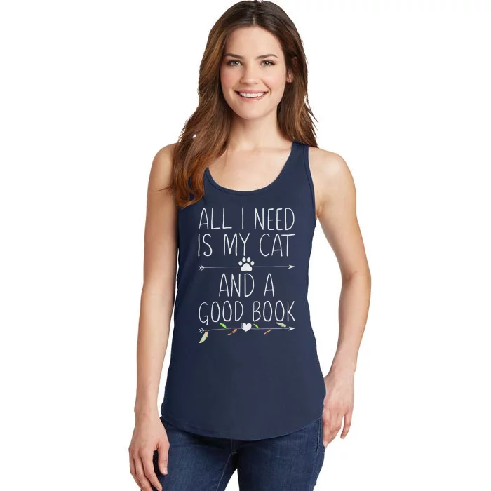 All I Need Is My Cat And A Good Book Ladies Essential Tank