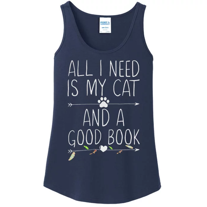 All I Need Is My Cat And A Good Book Ladies Essential Tank