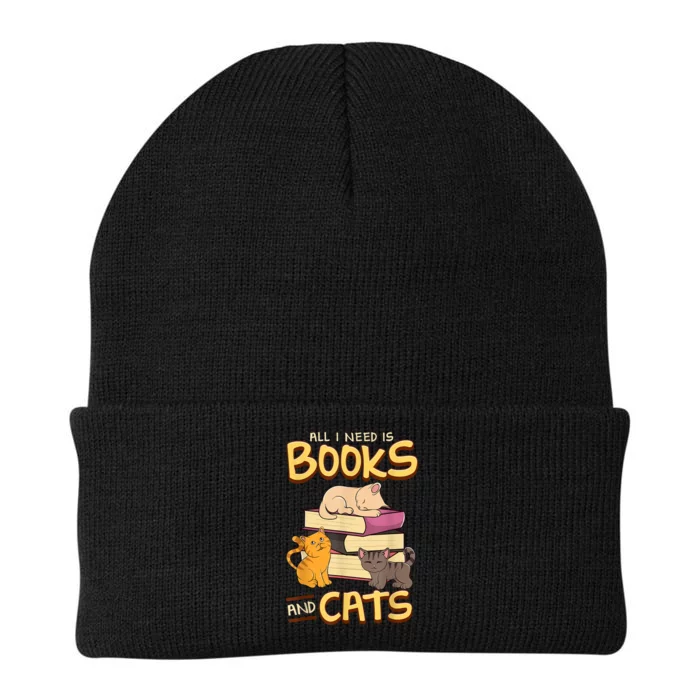 All I Need Is Books And Cats Adorable Book Obsessed Cat Mom Knit Cap Winter Beanie