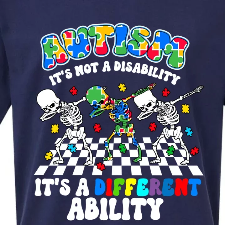 Autism ItS Not A Disability Dab Skeleton Autism Awareness Gift Sueded Cloud Jersey T-Shirt