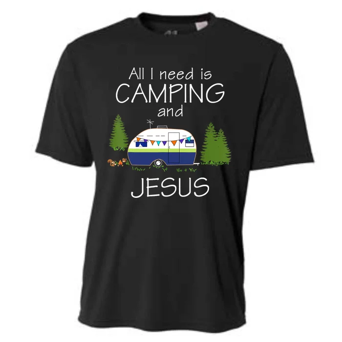 All I Need Is Camping And Jesus RV Camping Gift Cooling Performance Crew T-Shirt