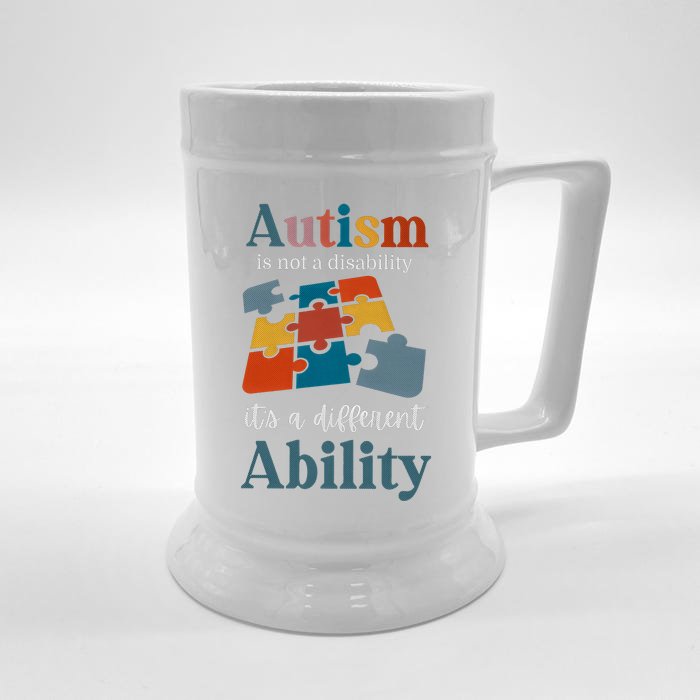 Autism Is Not A Disability Autism Awareness Front & Back Beer Stein