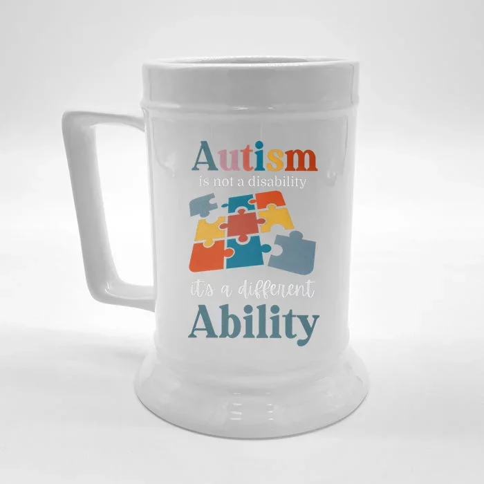 Autism Is Not A Disability Autism Awareness Front & Back Beer Stein