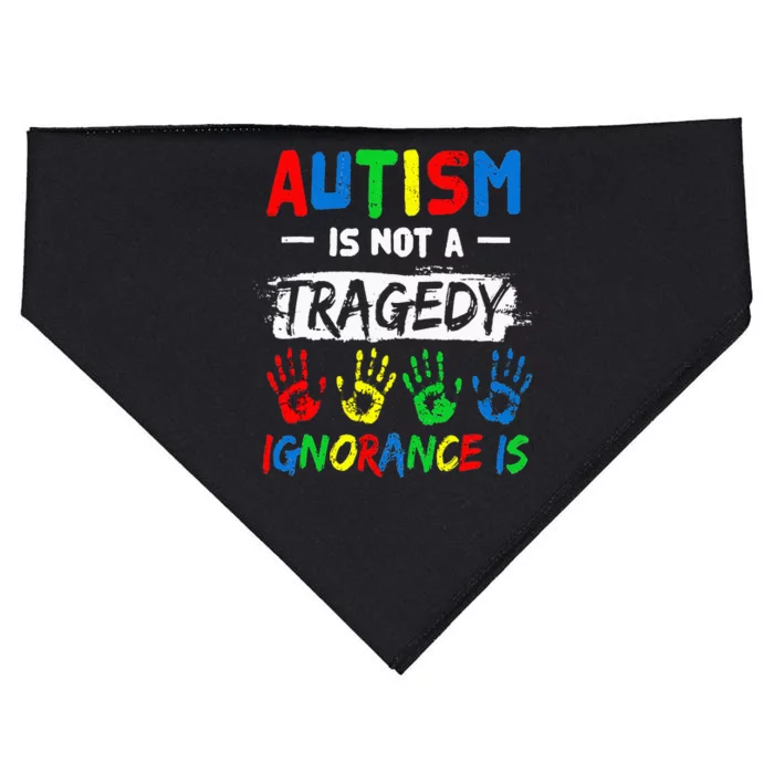 Autism Is Not A Tragedy Ignorance puzzle USA-Made Doggie Bandana