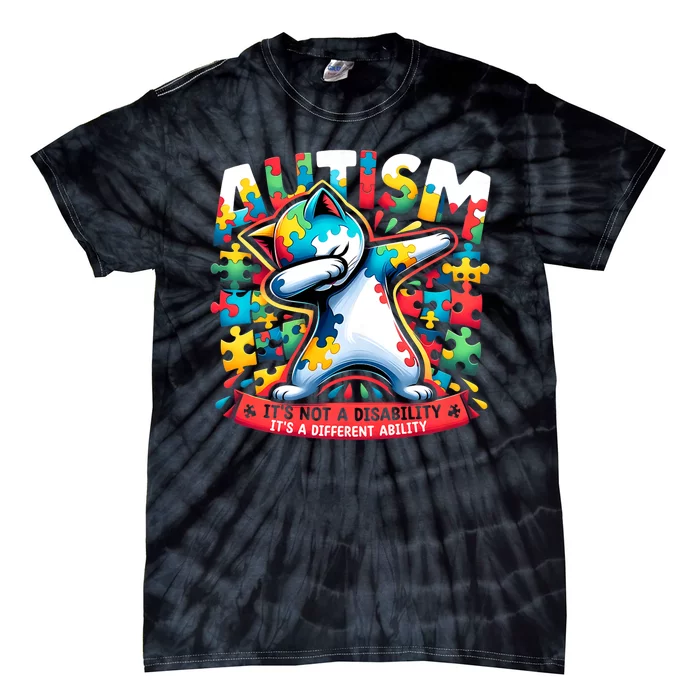 Autism ItS Not A Disability ItS A Different Ability Puzzle Tie-Dye T-Shirt