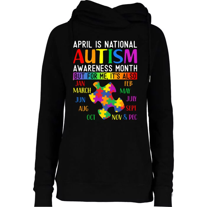 April Is National Autism Awareness Month Womens Funnel Neck Pullover Hood