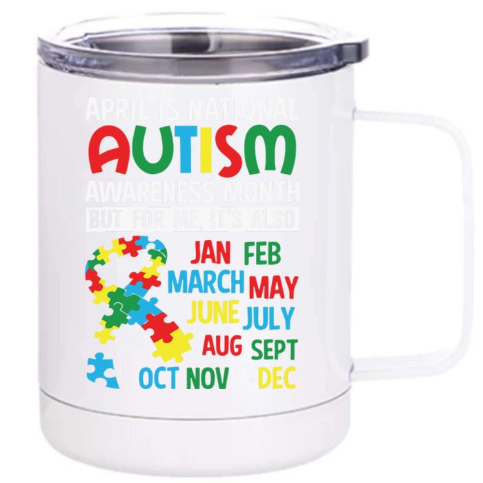 April Is National Autism Awareness Month Autism Awareness Front & Back 12oz Stainless Steel Tumbler Cup