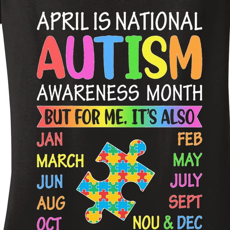 April is National Autism Awareness Month Women's V-Neck T-Shirt