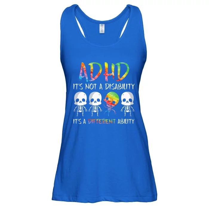 ADHD It's Not Disability It's A Different Ability Skeleton Ladies Essential Flowy Tank