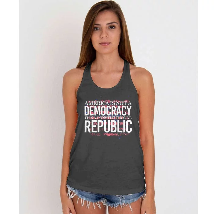 America Is Not A Democracy ItS A Constitutional Republic Women's Knotted Racerback Tank