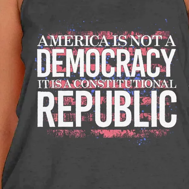 America Is Not A Democracy ItS A Constitutional Republic Women's Knotted Racerback Tank