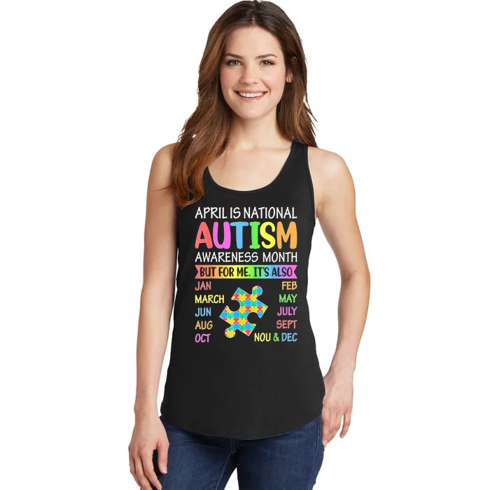 April Is National Autism Awareness Month Boy Girl Women Ladies Essential Tank