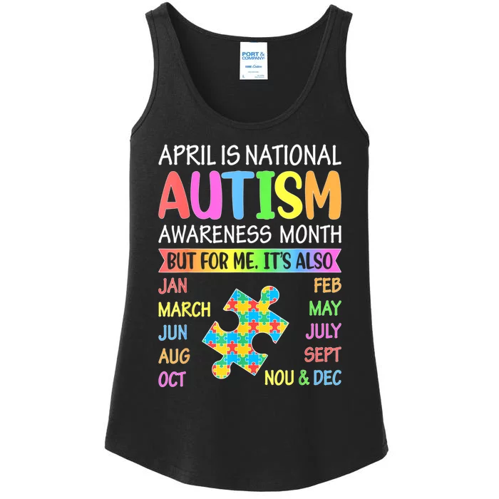 April Is National Autism Awareness Month Boy Girl Women Ladies Essential Tank