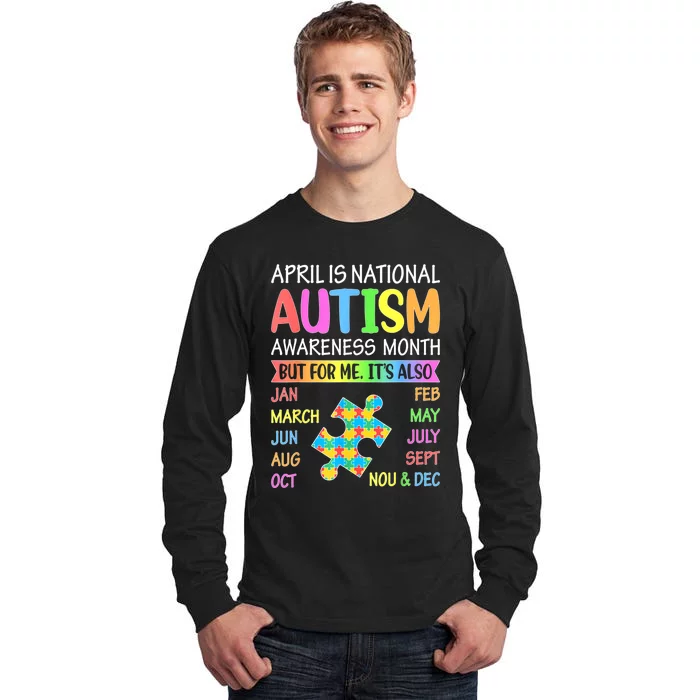 April Is National Autism Awareness Month Boy Girl Women Tall Long Sleeve T-Shirt