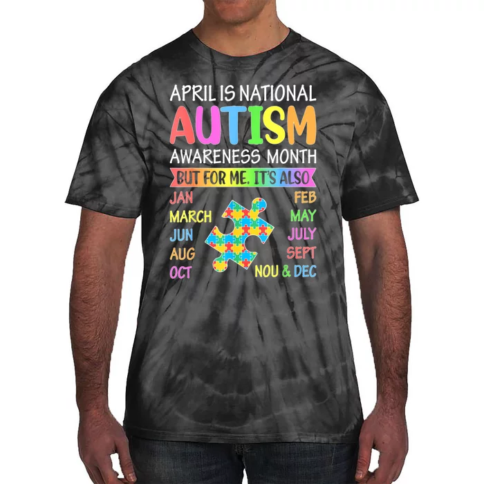 April Is National Autism Awareness Month Boy Girl Women Tie-Dye T-Shirt