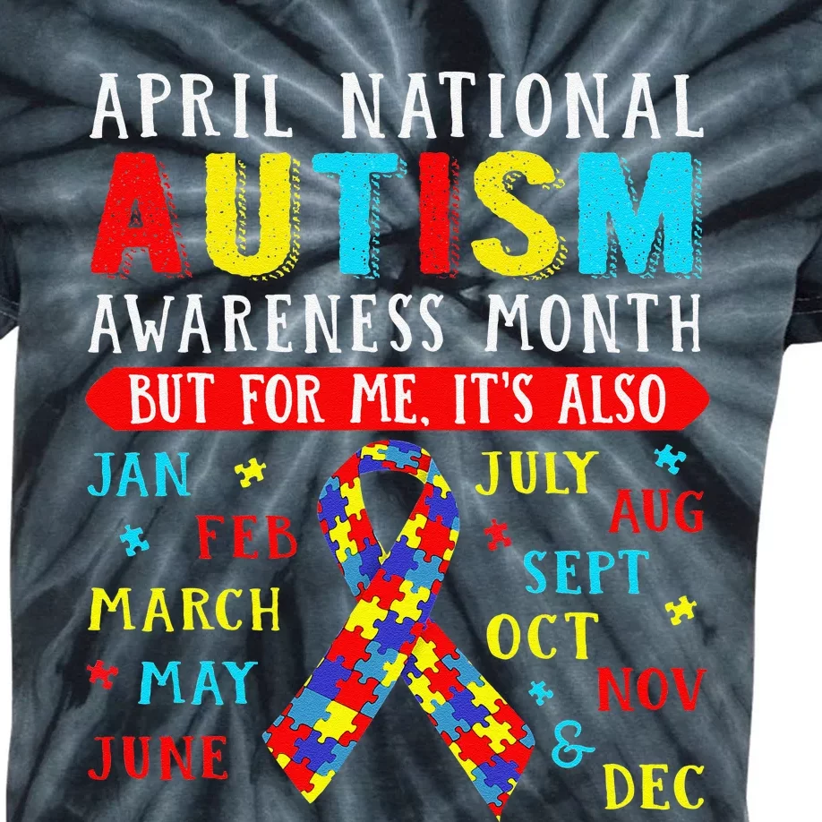 April Is National Autism Awareness Month Puzzle Mom Gift Kids Tie-Dye T-Shirt