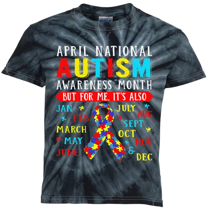 April Is National Autism Awareness Month Puzzle Mom Gift Kids Tie-Dye T-Shirt