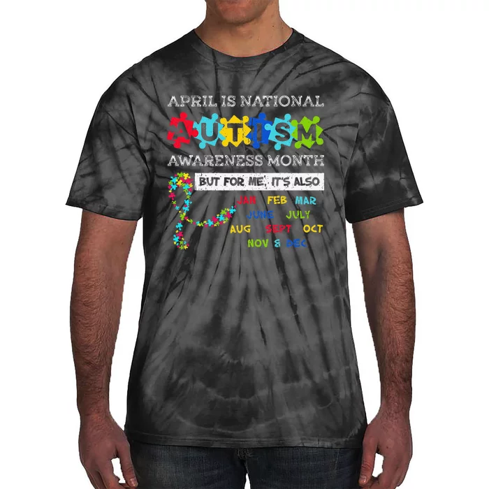 April Is National Autism Awareness Month Puzzle Mom Tie-Dye T-Shirt