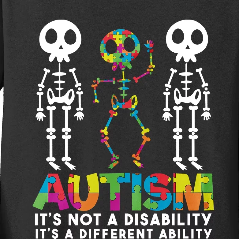 Autism ItS Not A Disability ItS A Different Ability Kids Long Sleeve Shirt