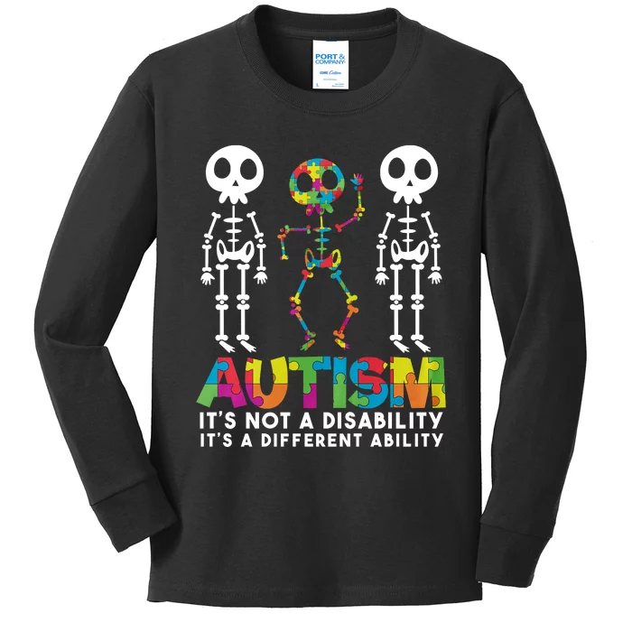 Autism ItS Not A Disability ItS A Different Ability Kids Long Sleeve Shirt