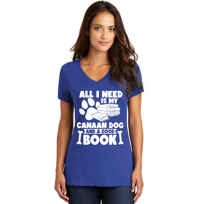 All I Need Is My Canaan Dog And A Good Book Gift Women's V-Neck T-Shirt