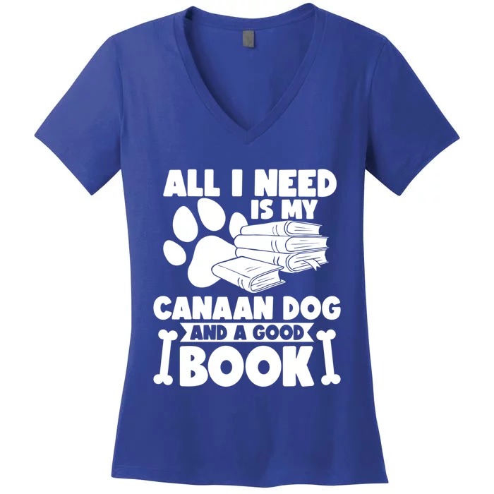 All I Need Is My Canaan Dog And A Good Book Gift Women's V-Neck T-Shirt