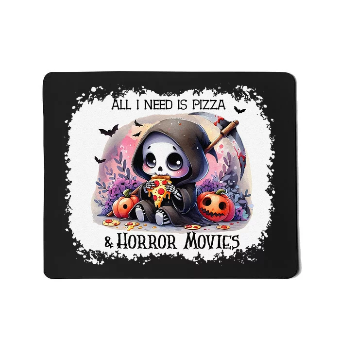 All I Need Is Pizza And Horror Movies Cute Skeleton Happy Mousepad