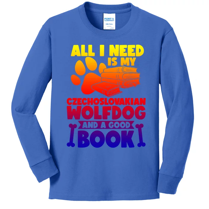 All I Need Is My Czechoslovakian Wolfdog And A Good Book Gift Kids Long Sleeve Shirt