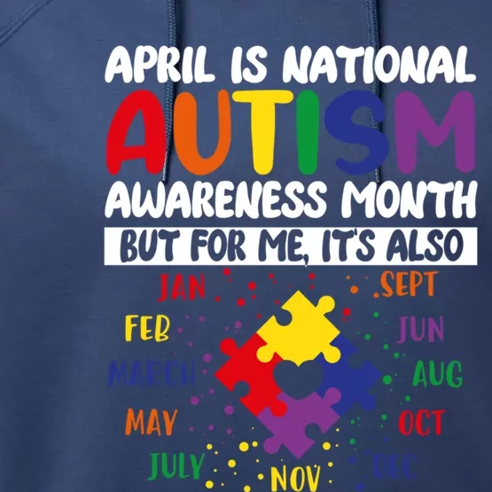 April Is National Autism Awareness Acceptance Month Gift Performance Fleece Hoodie