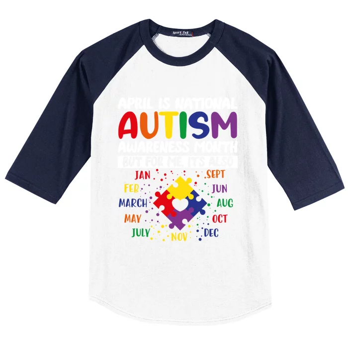 April Is National Autism Awareness Acceptance Month Gift Baseball Sleeve Shirt