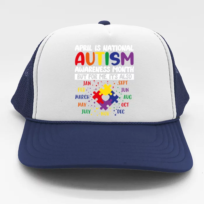 April Is National Autism Awareness Acceptance Month Gift Trucker Hat