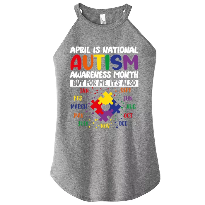 April Is National Autism Awareness Acceptance Month Gift Women’s Perfect Tri Rocker Tank