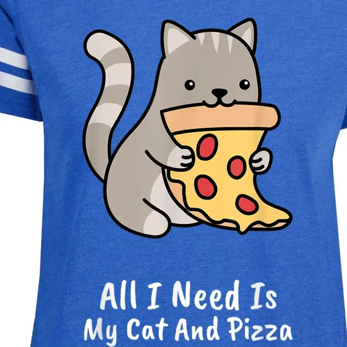 All I Need Is My Cat And Pizza Funny Cat And Pizza Enza Ladies Jersey Football T-Shirt