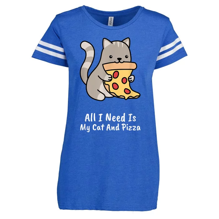 All I Need Is My Cat And Pizza Funny Cat And Pizza Enza Ladies Jersey Football T-Shirt