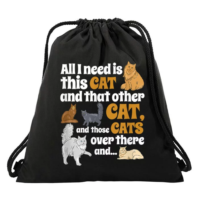 All I Need Is This Cat, And That Other Cat And Those Cats Drawstring Bag