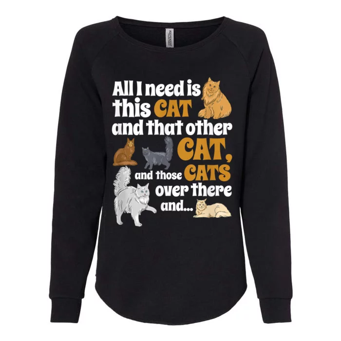 All I Need Is This Cat, And That Other Cat And Those Cats Womens California Wash Sweatshirt