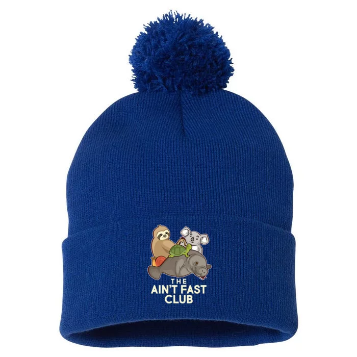 Ain't Fast Club Funny Animal Pom Pom 12in Knit Beanie