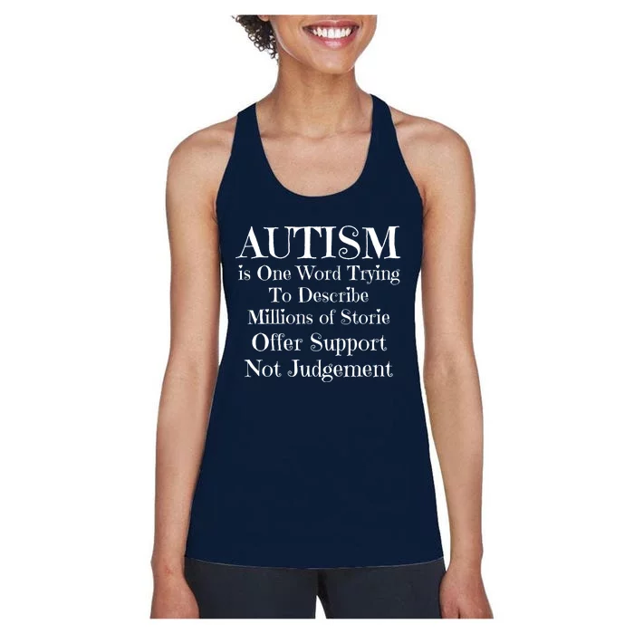 Autism Is One Word Trying To Describe Millions Of Stories Women's Racerback Tank