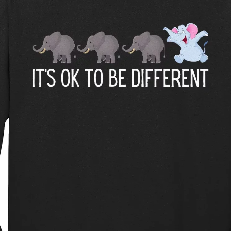 Autism It's Ok To Be Different Elephant Funny Elephant Long Sleeve Shirt