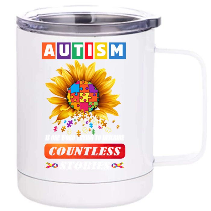 Autism Is One World Trying To Describe Millions Of Stories Funny Gift Front & Back 12oz Stainless Steel Tumbler Cup