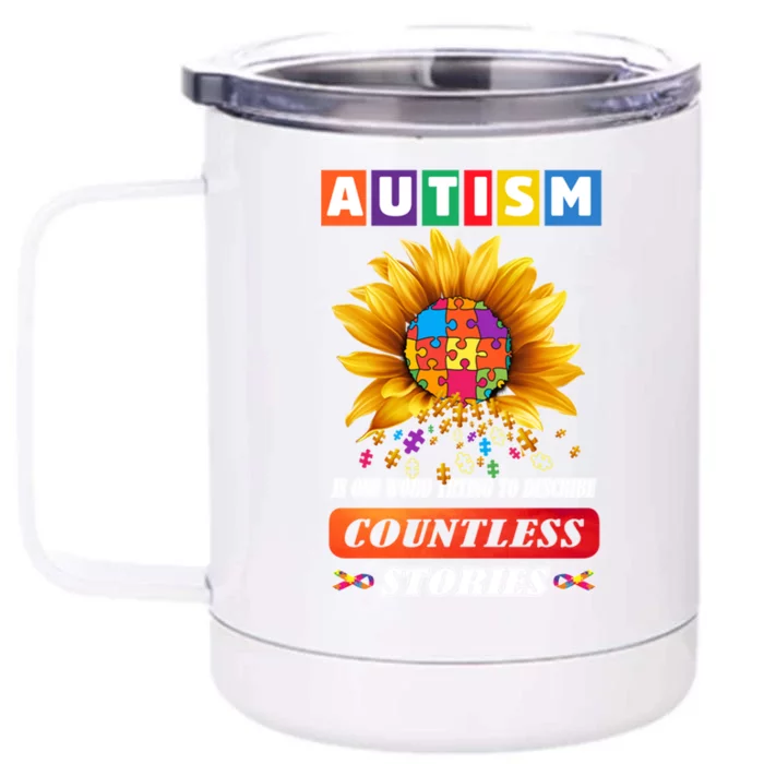 Autism Is One World Trying To Describe Millions Of Stories Funny Gift Front & Back 12oz Stainless Steel Tumbler Cup