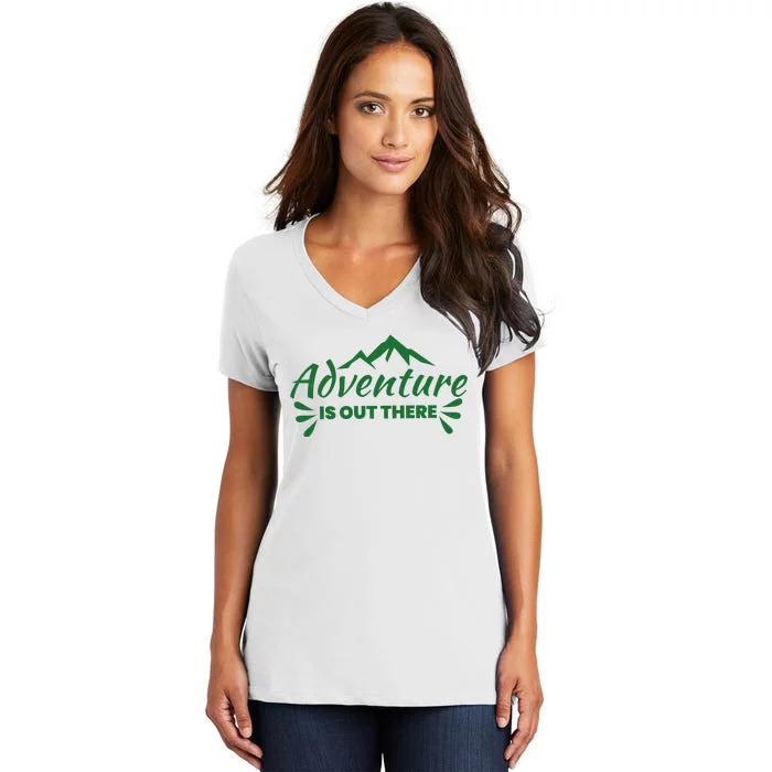 Adventure Is Out There Mountain Camping Women's V-Neck T-Shirt