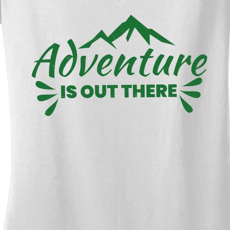 Adventure Is Out There Mountain Camping Women's V-Neck T-Shirt