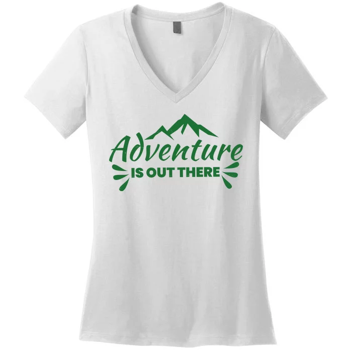 Adventure Is Out There Mountain Camping Women's V-Neck T-Shirt