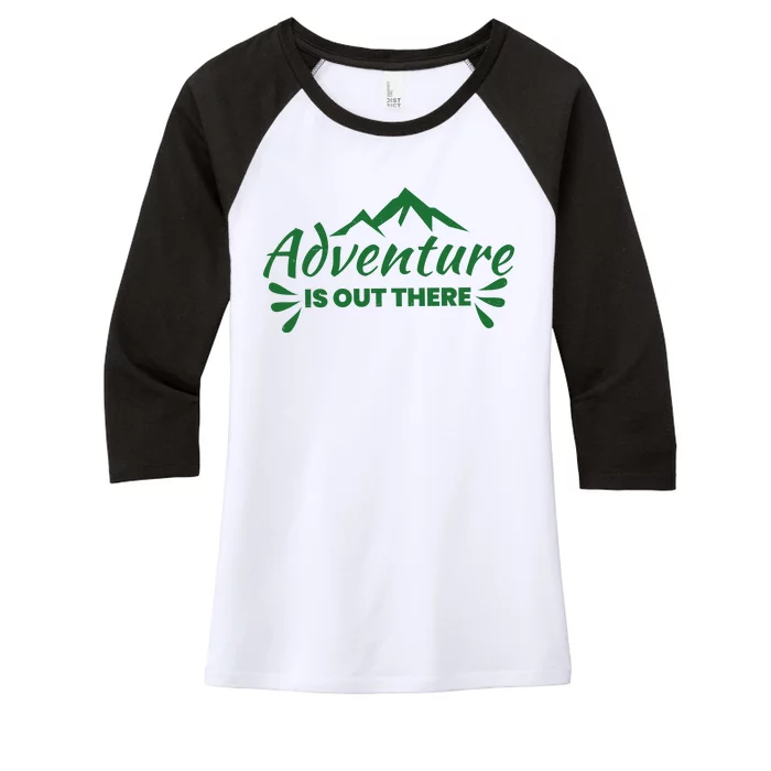 Adventure Is Out There Mountain Camping Women's Tri-Blend 3/4-Sleeve Raglan Shirt