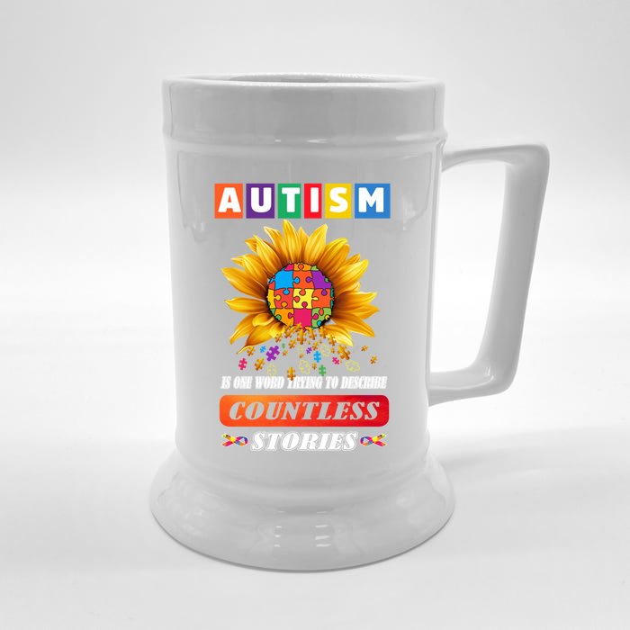 Autism Is One World Trying To Describe Millions Of Stories Cool Gift Front & Back Beer Stein