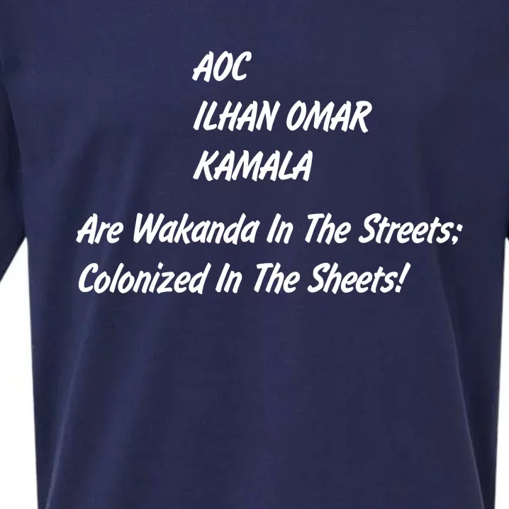 AOC ILHAN OMAR KAMALA Are Wakanda In The Streets; Colonized In The Sheets! Sueded Cloud Jersey T-Shirt