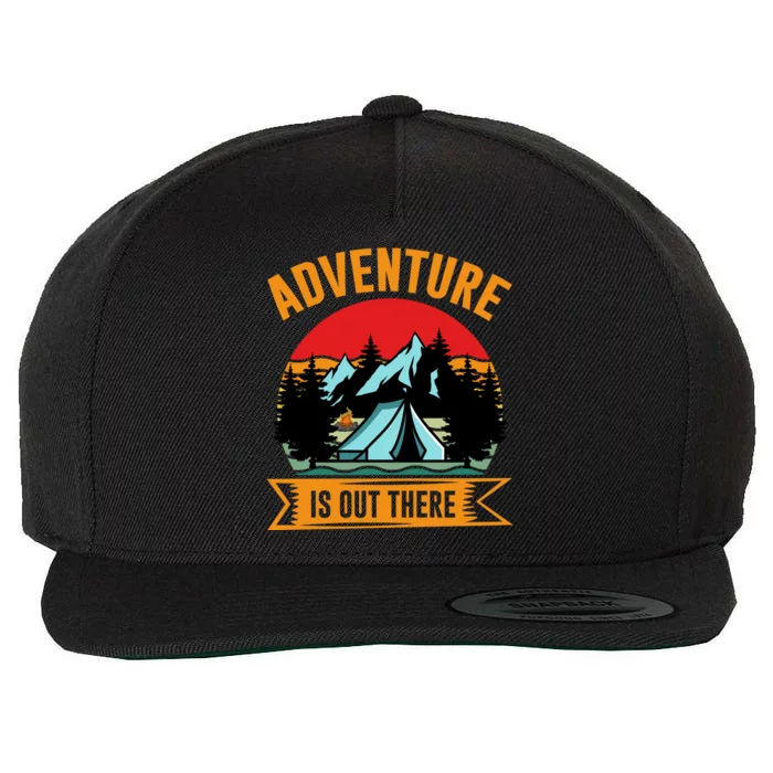 Adventure Is Out There Camping Gift Tent Wool Snapback Cap