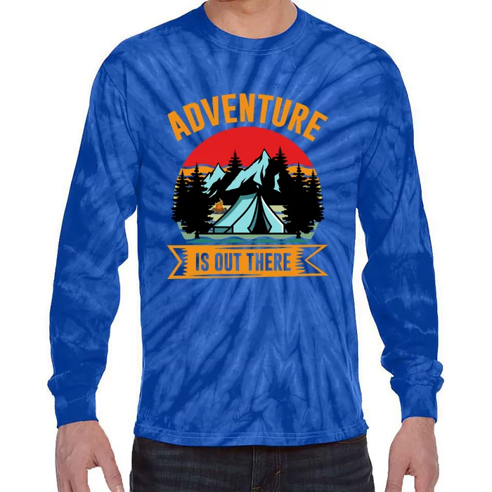 Adventure Is Out There Camping Gift Tent Tie-Dye Long Sleeve Shirt